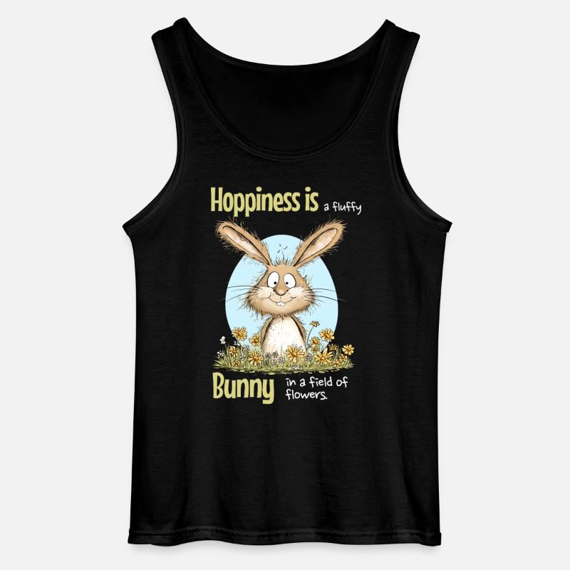 Bunny Easter Motif Saying Spring - Gildan Men’s Tank Top - black