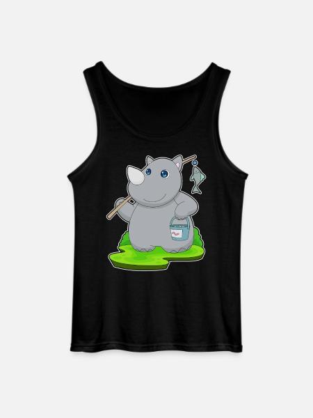 Rhino Angler Fish Fishing - Gildan Men’s Tank Top - black