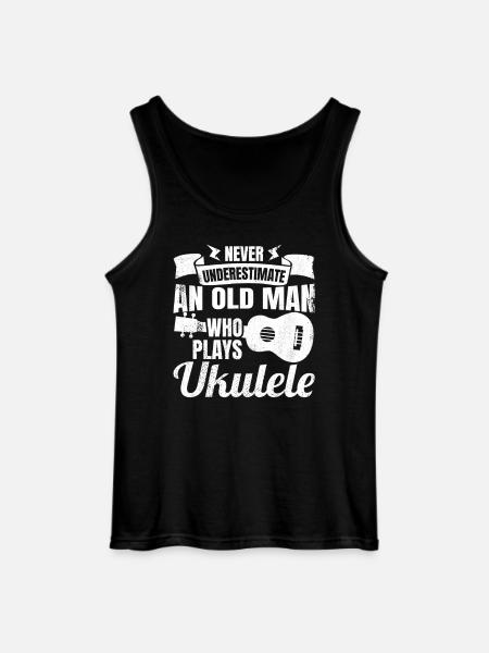 Never underestimate old ukulele players - Gildan Men’s Tank Top - black