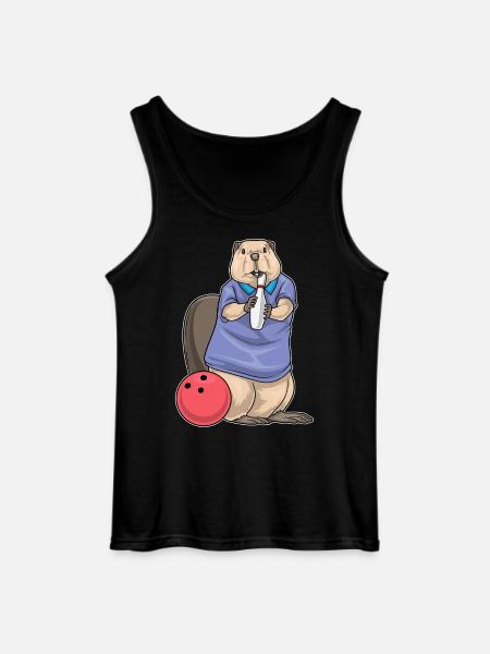 Beaver Bowling Bowling Ball - Gildan Men’s Tank Top - black