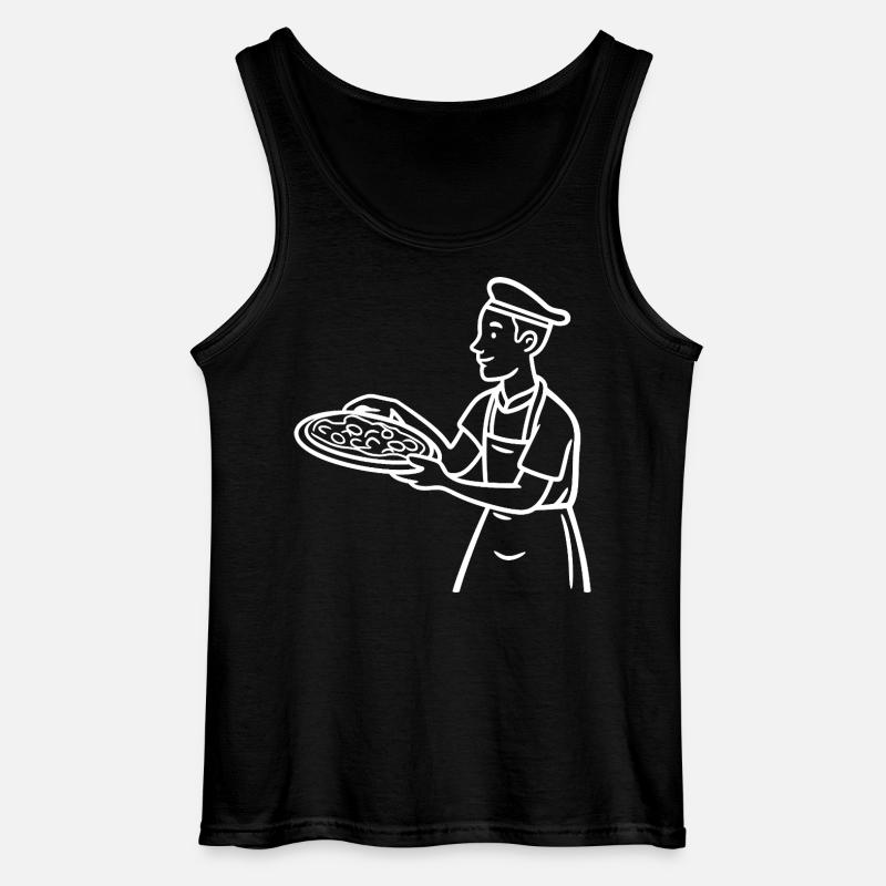 Pizzabäcker Zeichnung - Gildan Männer Tank Top - Schwarz