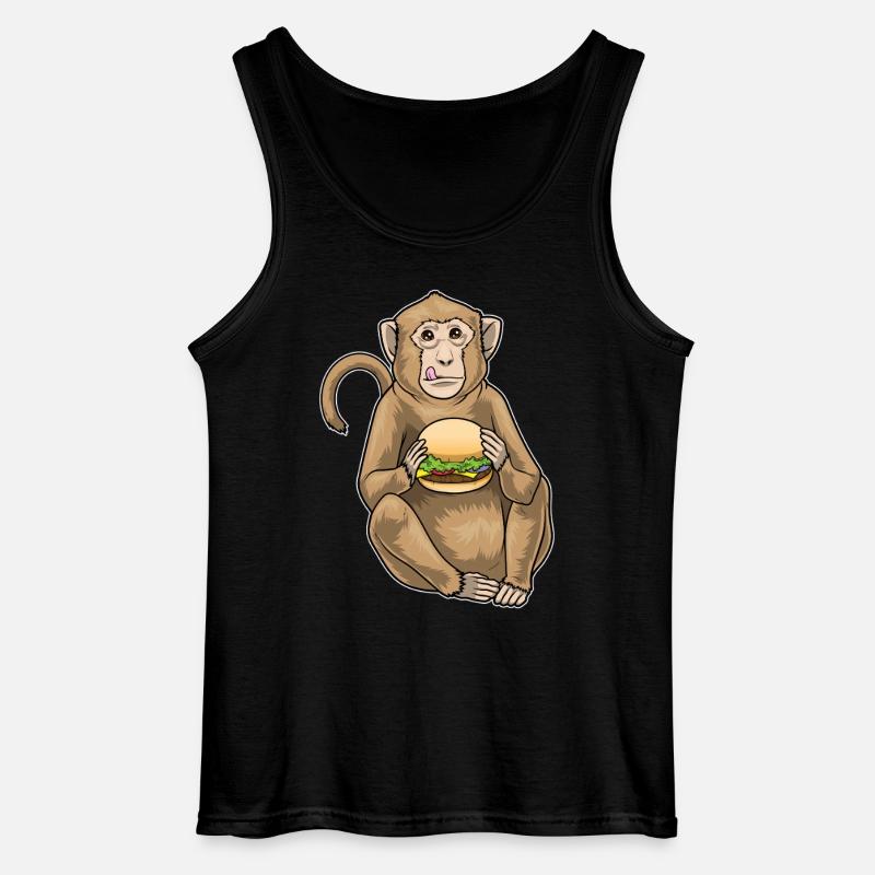 Monkey Cheeseburger - Gildan Men’s Tank Top - black