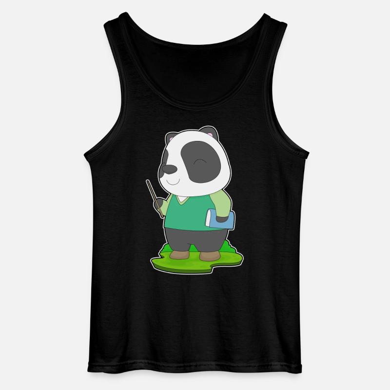 Panda Lehrer Buch - Gildan Männer Tank Top - Schwarz