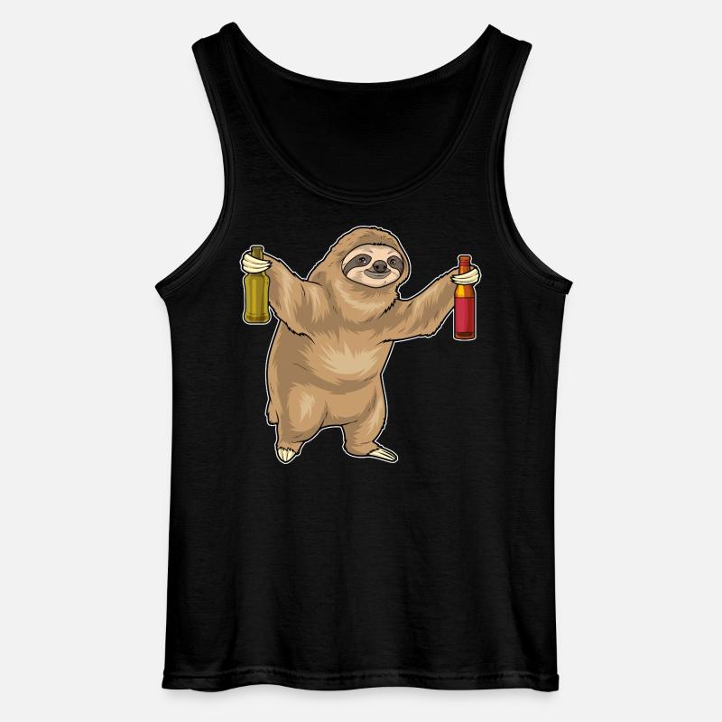 Faultier Flasche Bier - Gildan Männer Tank Top - Schwarz