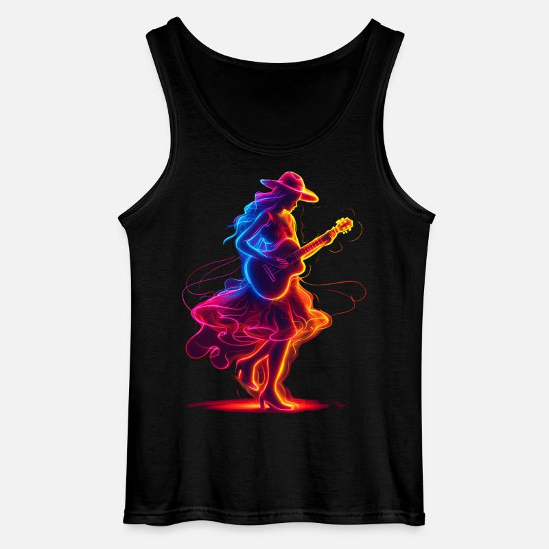 Gitarrist Mädchen Synthwave - Gildan Männer Tank Top - Schwarz