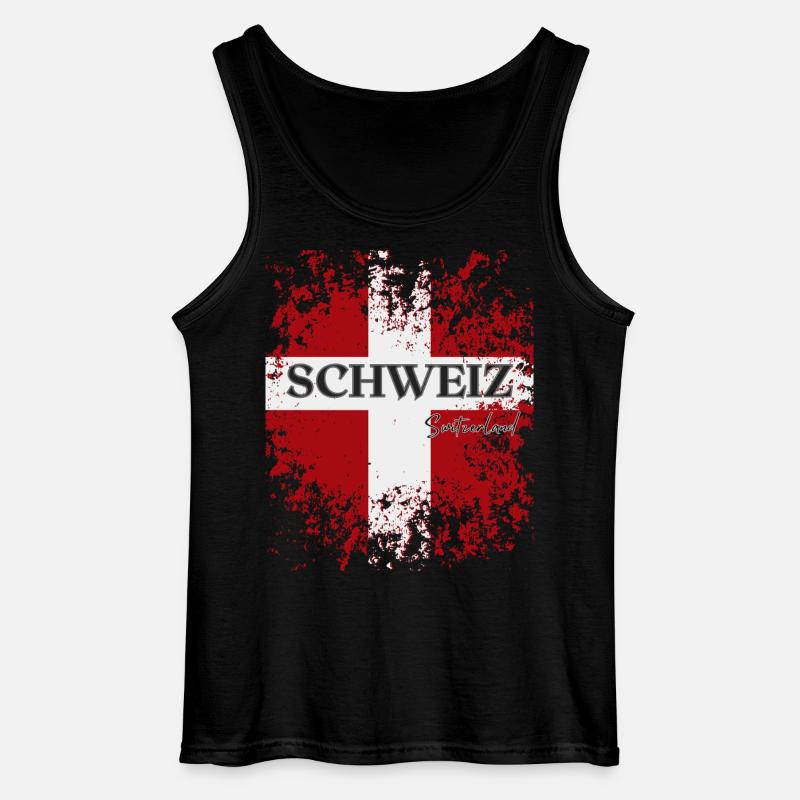 Flagge der Schweiz, Schweizer Stolz - Gildan Männer Tank Top - Schwarz