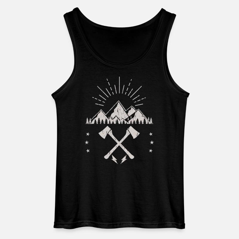 Rugged Mountain Sunrise Axe Emblem - Gildan Men’s Tank Top - black