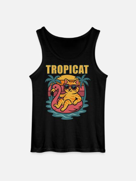 TROPICAT - Funny Sommer Katze Design - Gildan Männer Tank Top - Schwarz