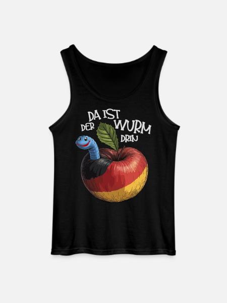 Wurm im Apfel mit Spruch - Gildan Männer Tank Top - Schwarz