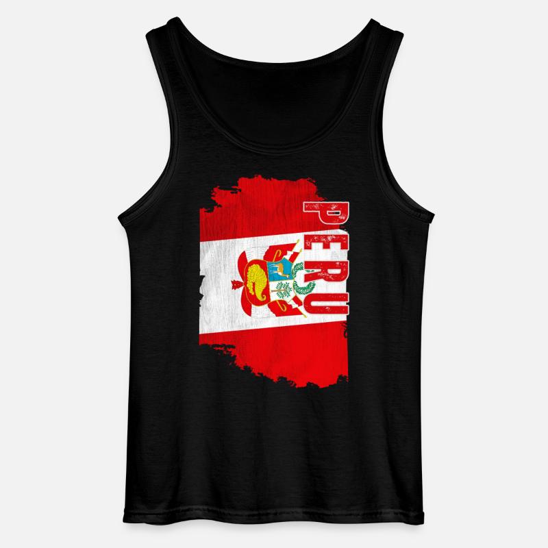 Vertical Peruvian flag, Peruvian pride - Gildan Men’s Tank Top - black