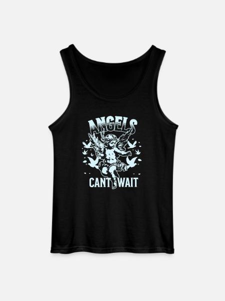 Engel-T-skjorte unisex Engler kan ikke vente VintageTee - Gildan singlet for menn - svart