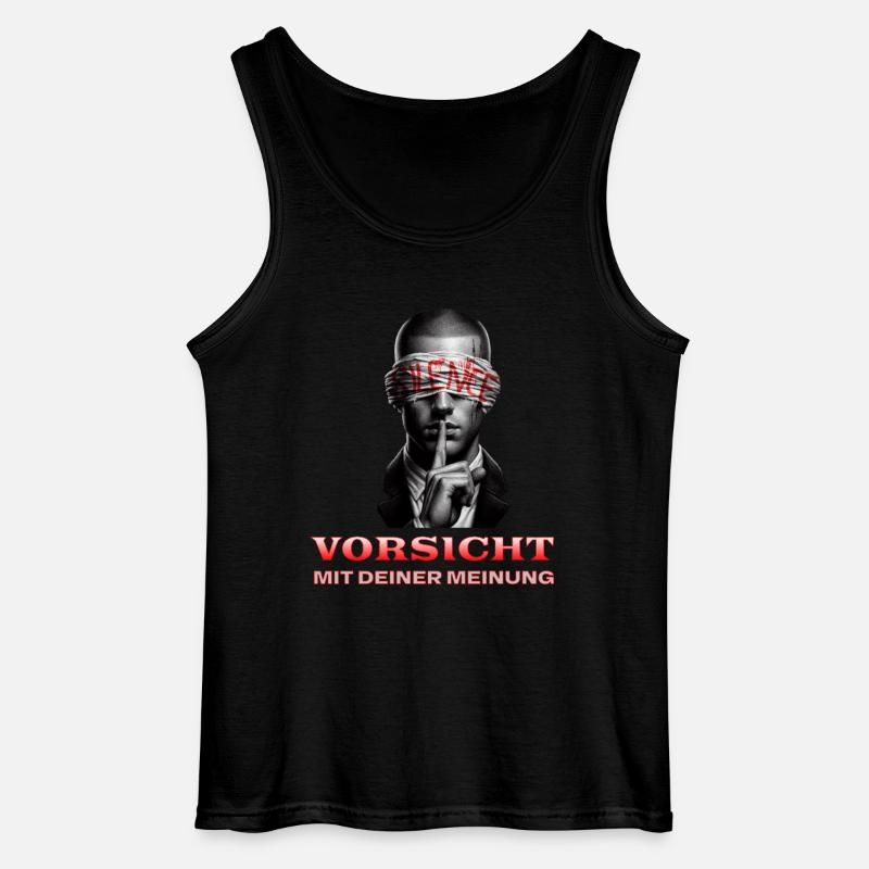 Beware, Subtle Message with a Blindfold - Gildan Men’s Tank Top - black