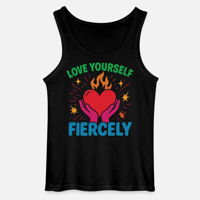 Liebe Dich Selbst Heftig Achtsamkeit Affirmation - Gildan Männer Tank Top - Schwarz