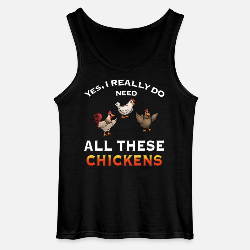 Humorous Chicken Illustration Statement - Gildan Men’s Tank Top - black