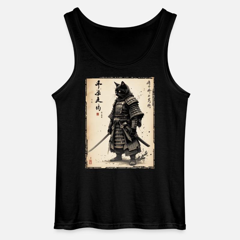 Samurai Katze, Japanischer Krieger & Kämpfer - Gildan Männer Tank Top - Schwarz