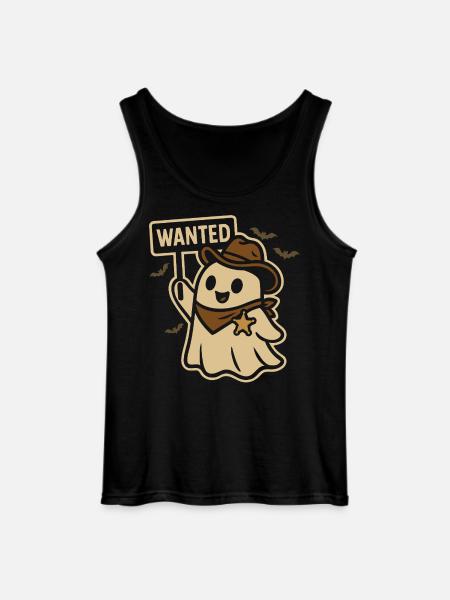 Halloween Ghost Cowboy Wanted Design - Gildan Men’s Tank Top - black