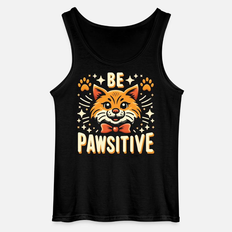 Be pawsitive cute cat - Gildan Men’s Tank Top - black