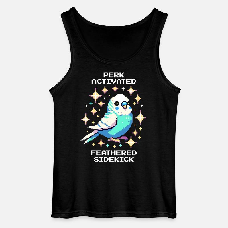 Perk active: Feathered Sidekick | Budgie - Gildan Men’s Tank Top - black