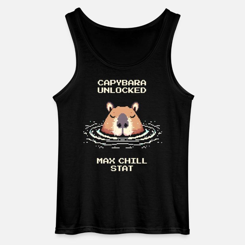 Capybara Unlocked – Max Chill | Meme - Gildan Men’s Tank Top - black