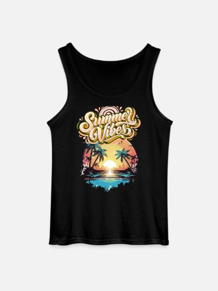 Summer Mood Palm Trees Sunset - Gildan Men’s Tank Top - black
