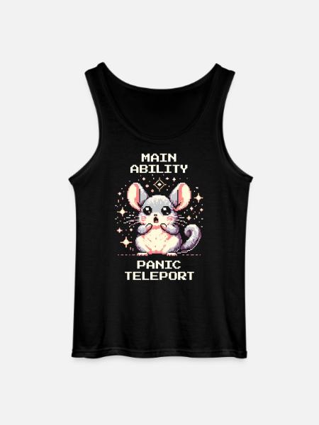 Main Ability: Panic Teleport | Chinchilla - Gildan Men’s Tank Top - black