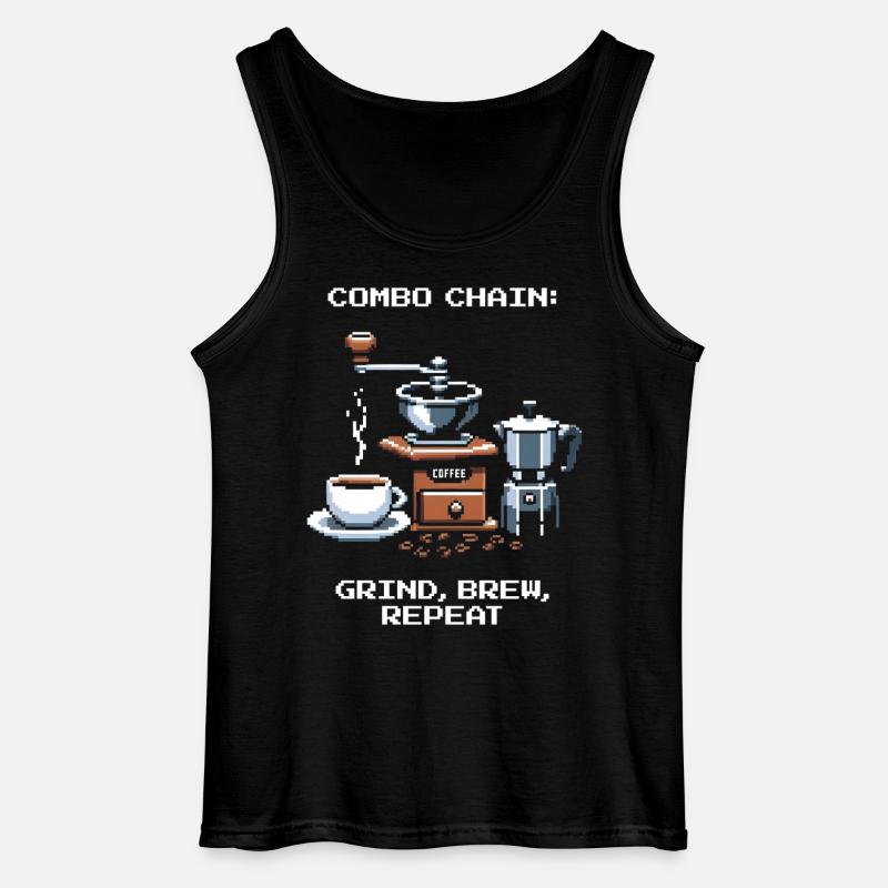 Combo chain: Grind, Brew, Repeat | Coffee - Gildan Men’s Tank Top - black