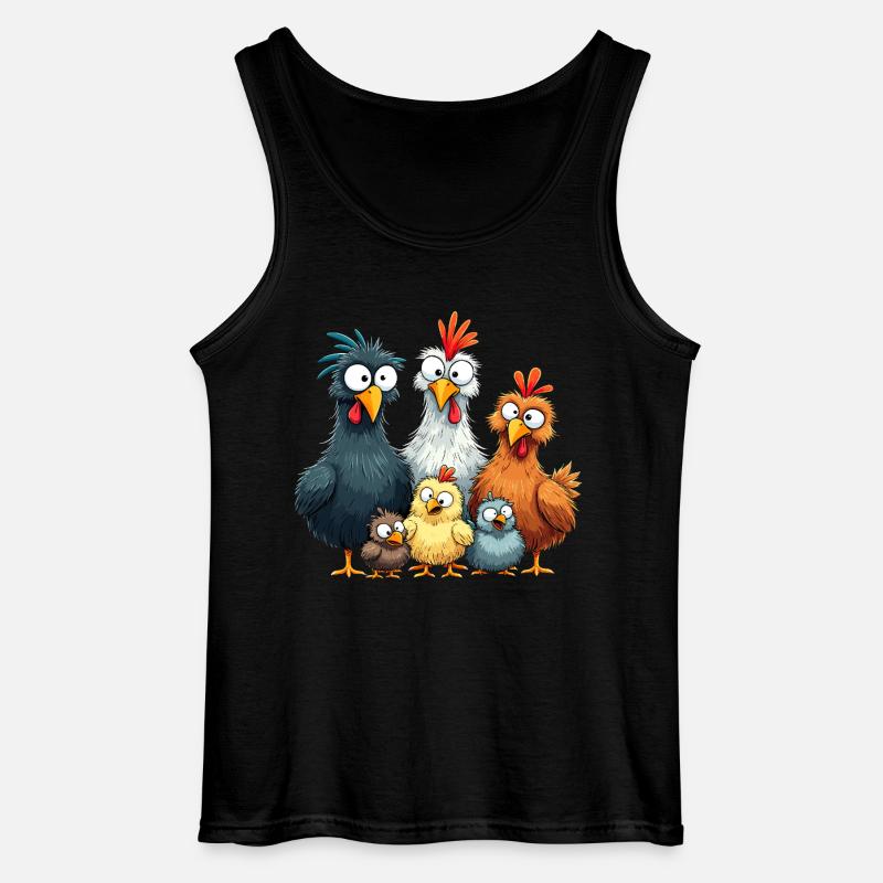 Bunte Hühnergruppe Comedy Design - Gildan Männer Tank Top - Schwarz