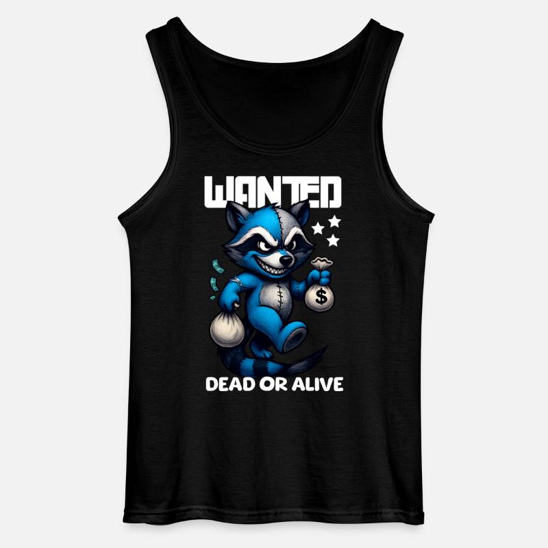 Wanted Waschbär Bandit lustig - Gildan Männer Tank Top - Schwarz