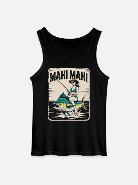 Mahi Mahi Beach Angler Retro - Gildan Men’s Tank Top - black