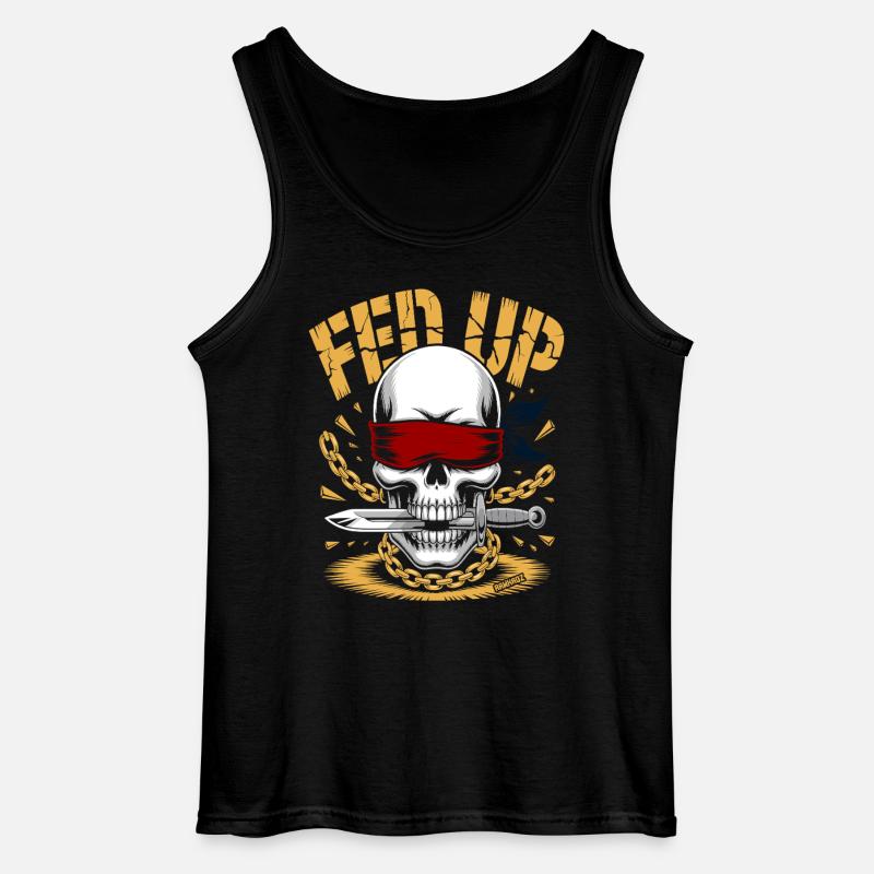 Blind skull with chain, muzzle full - Gildan Men’s Tank Top - black