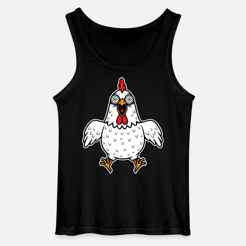 kylling gale kyllinger fjærkre hane høne - Gildan singlet for menn - svart