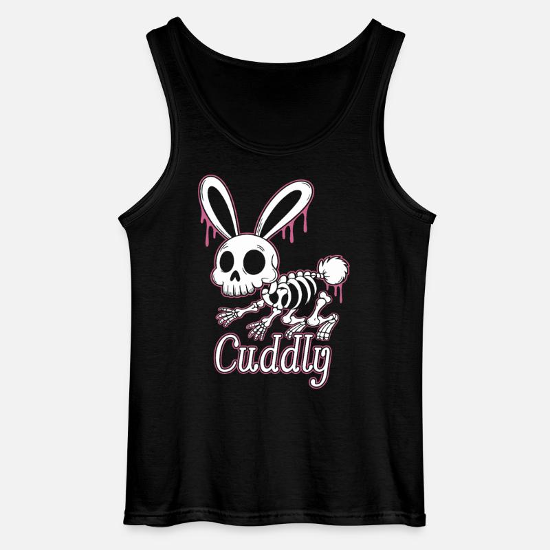 Bone Bunny Cuddly Halloween Rabbit - Gildan Men’s Tank Top - black