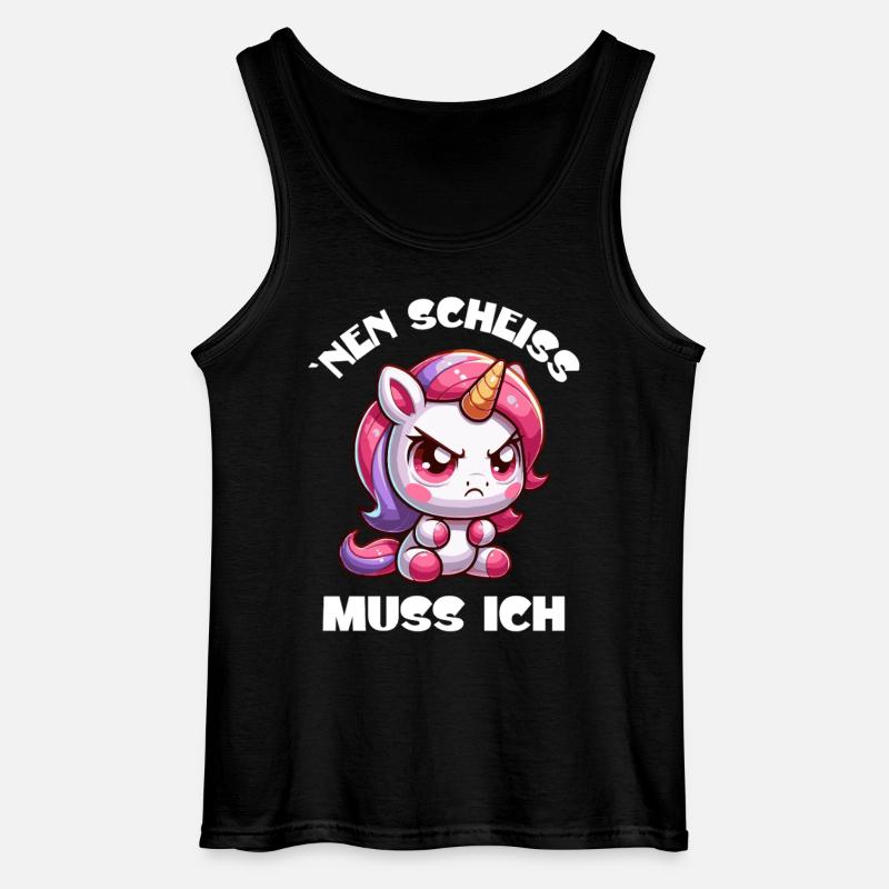 Wütendes Einhorn Chibi Motiv - Gildan Männer Tank Top - Schwarz