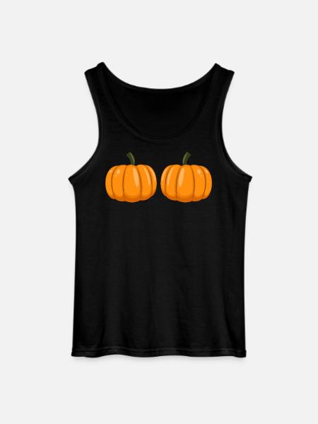 Pumpkin Boobs Funny Halloween Costume - Gildan Men’s Tank Top - black