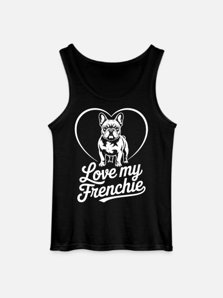 Love My Frenchie Heart Bulldog - Gildan Men’s Tank Top - black
