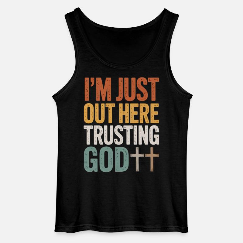 Ich vertraue hier auf Gott - Gildan Männer Tank Top - Schwarz