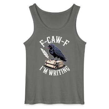 Raven quill and scrolls - Gildan Men’s Tank Top - charcoal grey - Front - AI Model Male 185 dark (185cm)