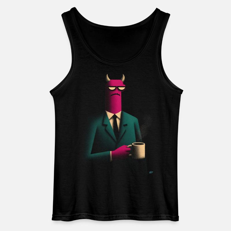 Dämon im Anzug mit Kaffee - Gildan Männer Tank Top - Schwarz