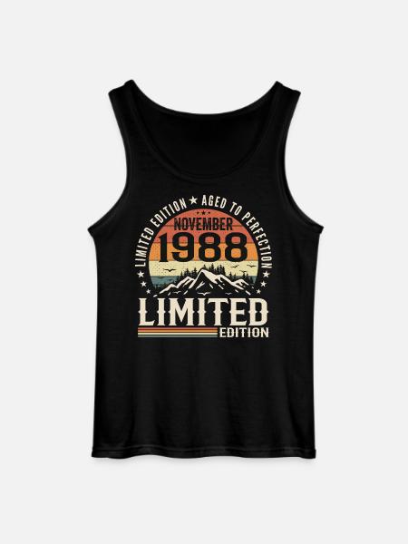 November 1988 Unique Retro Birthday - Gildan Men’s Tank Top - black