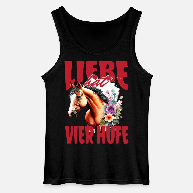 Romantisches Pferde Design mit Blumenmotiv - Gildan Männer Tank Top - Schwarz