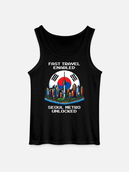 Fast travel active | Seoul Metro Unlocked - Gildan Men’s Tank Top - black