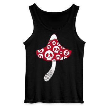 Champignon Rouge avec des crânes blancs - Débardeur Gildan Homme - noir - Devant - AI Model Male 185 dark (185cm)