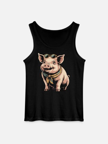 Sunglasses Pig with Bandana - Gildan Men’s Tank Top - black