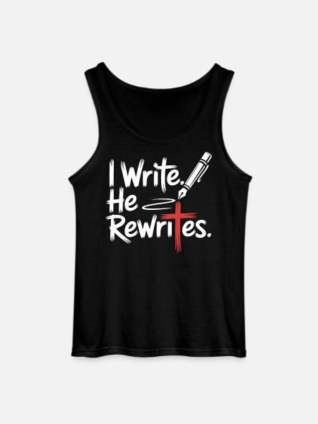 I Write He Rewrites Faith Jesus - Gildan Men’s Tank Top - black