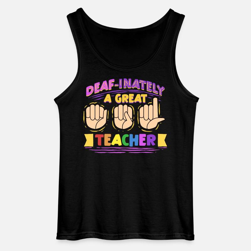 ASL Dolmetscher Deaf-Inately A Great Teacher - Gildan Männer Tank Top - Schwarz