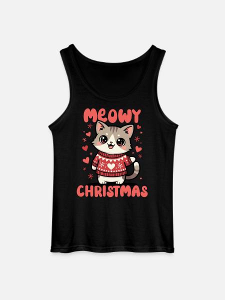 Meowy Christmas - Gildan Men’s Tank Top - black