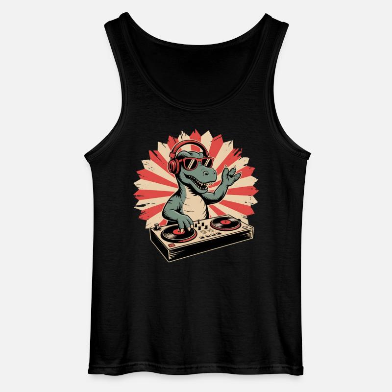 Alligator DJ im Retro-Rhythm - Gildan Männer Tank Top - Schwarz