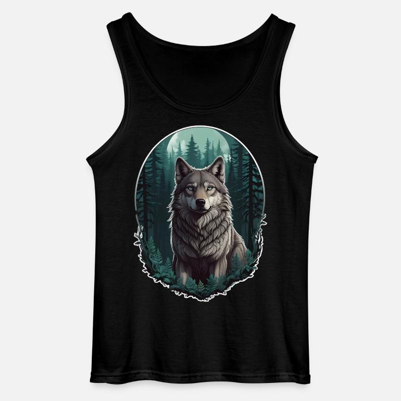 Wolf in the moonlight - Gildan Men’s Tank Top - black