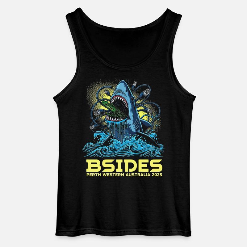 Shark Beat BSIDES Perth 2025 - Gildan Men’s Tank Top - black