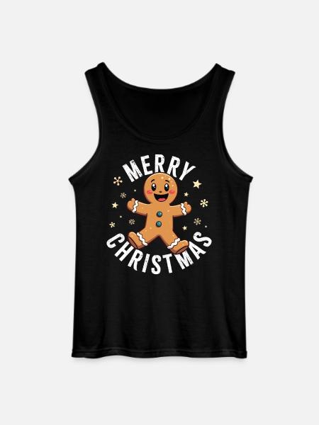 Gingerbread Man, Merry Christmas - Gildan Men’s Tank Top - black